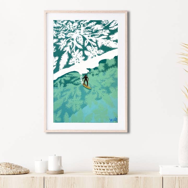 Quiltet Wai Matted Print for engroshandel hos Paradise Now Hawaiʻi