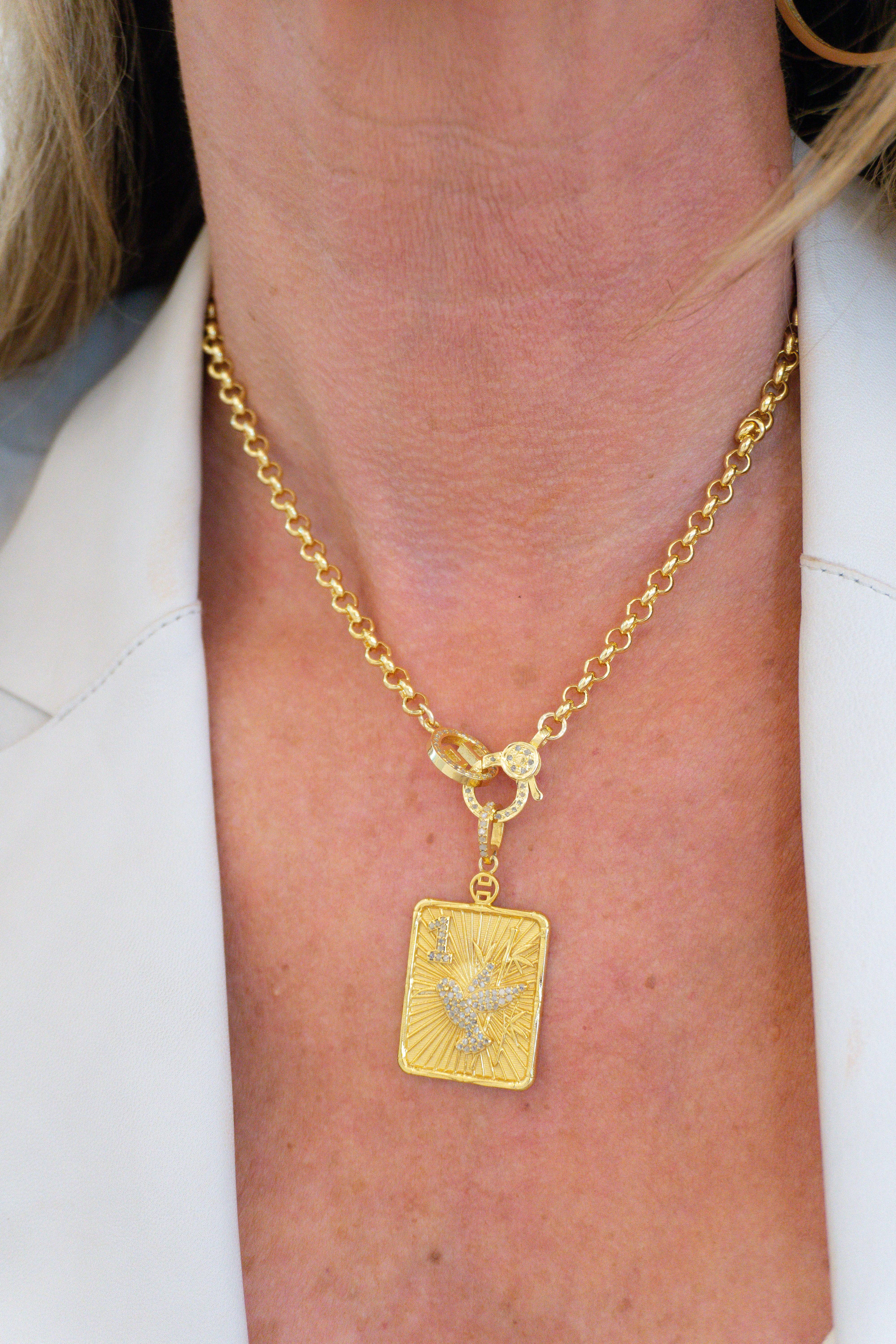 Harvest Jewels - Wholesale Individual Charm/Pendant - Mahjong Bird Bam Pendant - Gold-Plate1