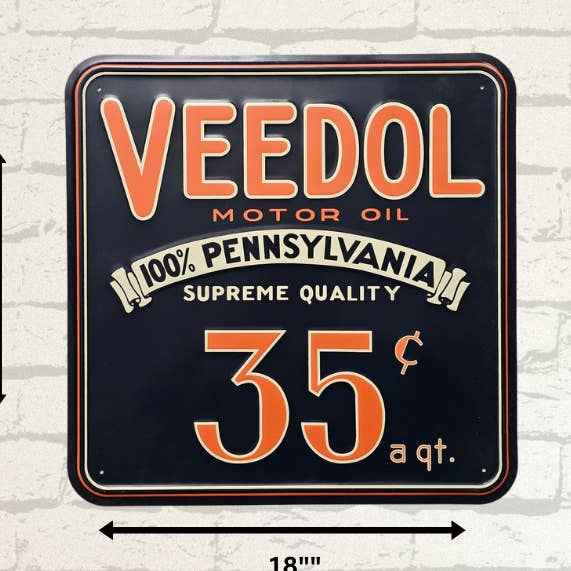 Vintage Style Steel Sign Veedol Motor Oil for wholesale by The Vintage Retro Sign Company