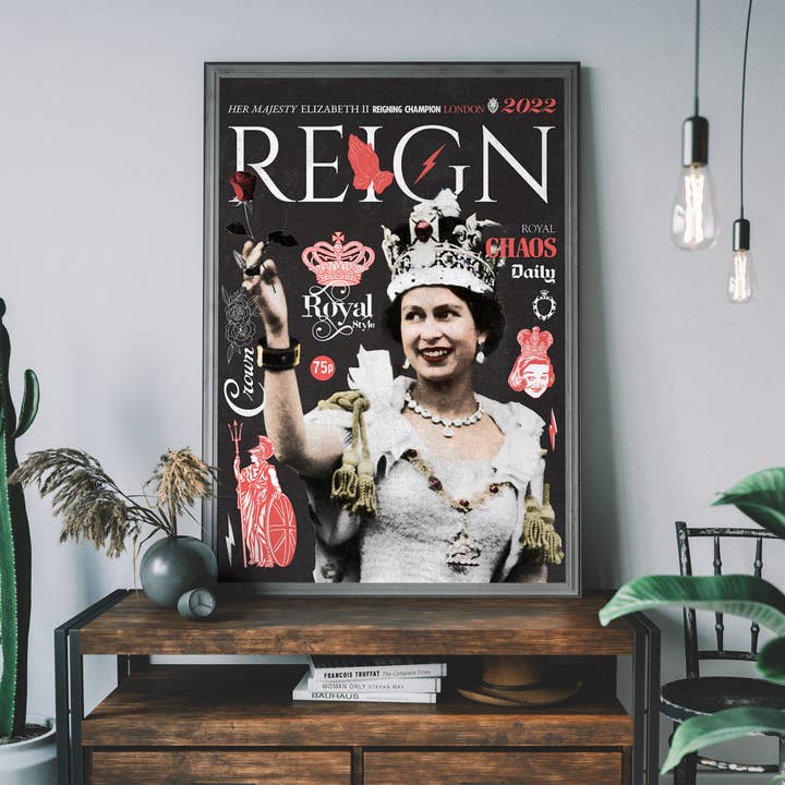 Ink & Drop - Wholesale Art Print - Reign Queen Elizabeth Platinum Jubilee Magazine Cover Dark