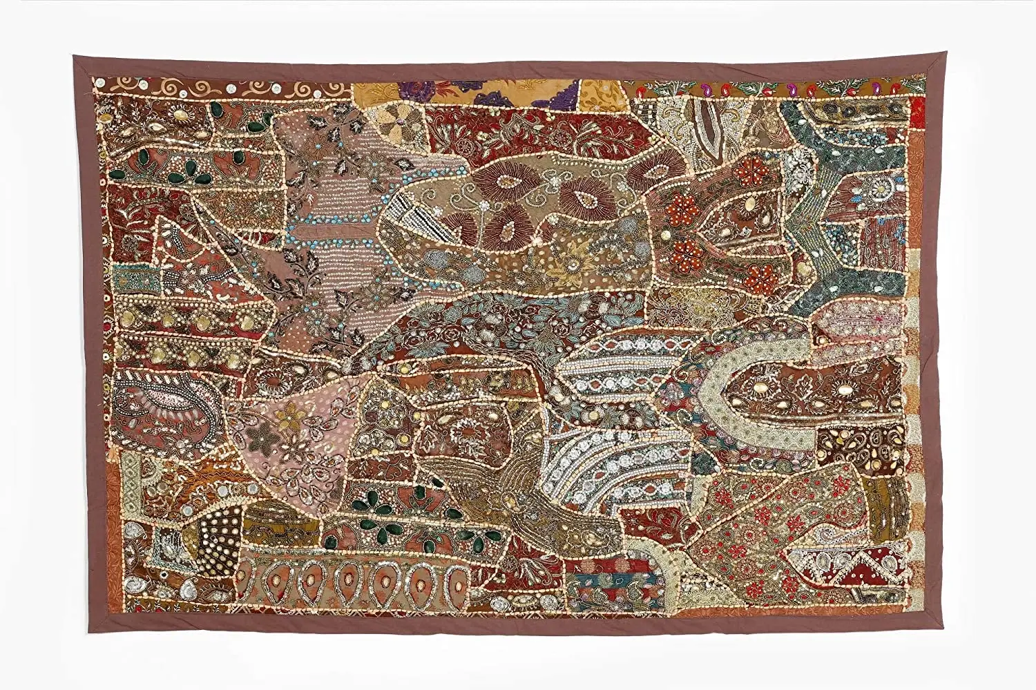 GYPSY STUDIO - Vendita all'ingrosso Tende - Arazzo Patchwork in Cotone Decorazione da Parete con Perline Ricamo Pesante0