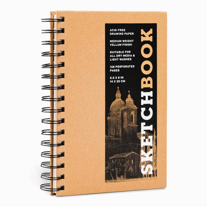 Hachette Book Group - Wholesale Sketchbook/Sketchpad - Small Sketchbook 5.5 x 8"- Spiral Hardcover (Kraft)