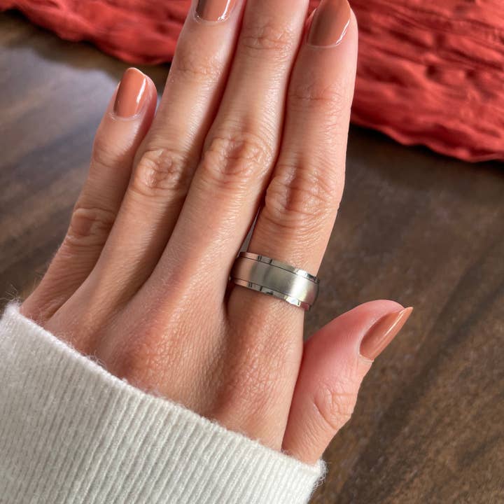 Balance Spinner Ring, Minimal Waterproof Fidget Ring for wholesale by OrnaMental Health