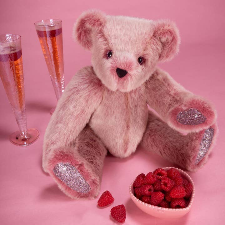 15 In. Special Edition Raspberry Champagne Bear for wholesale by Vermont Teddy Bear