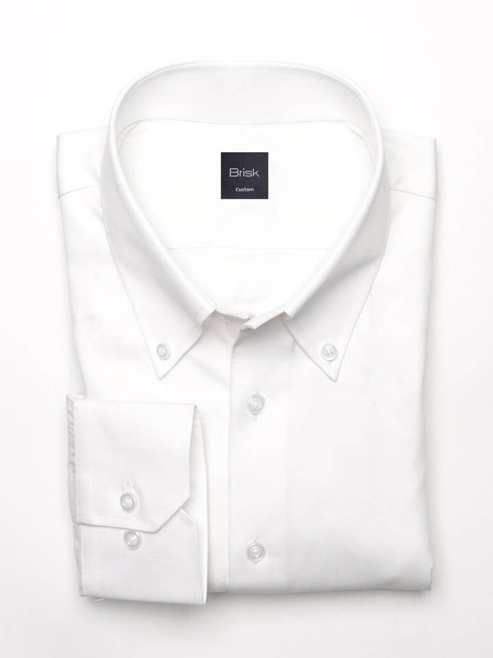 Pearl White Twill Pima Cotton Shirt - Button Down Collar for wholesale by BRISK