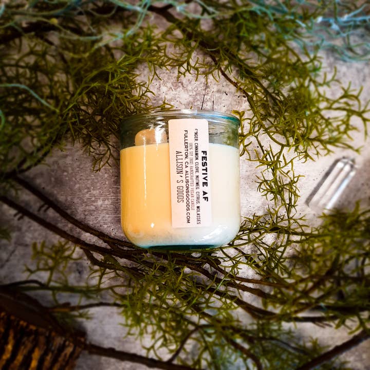 Festive AF Vegan Soy Candle for wholesale by Allison's Goods
