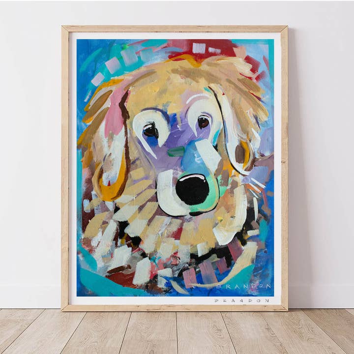 Brandon Art Co - Wholesale Art Print - Golden Retriever Teal Burst | Archival-Quality Print0