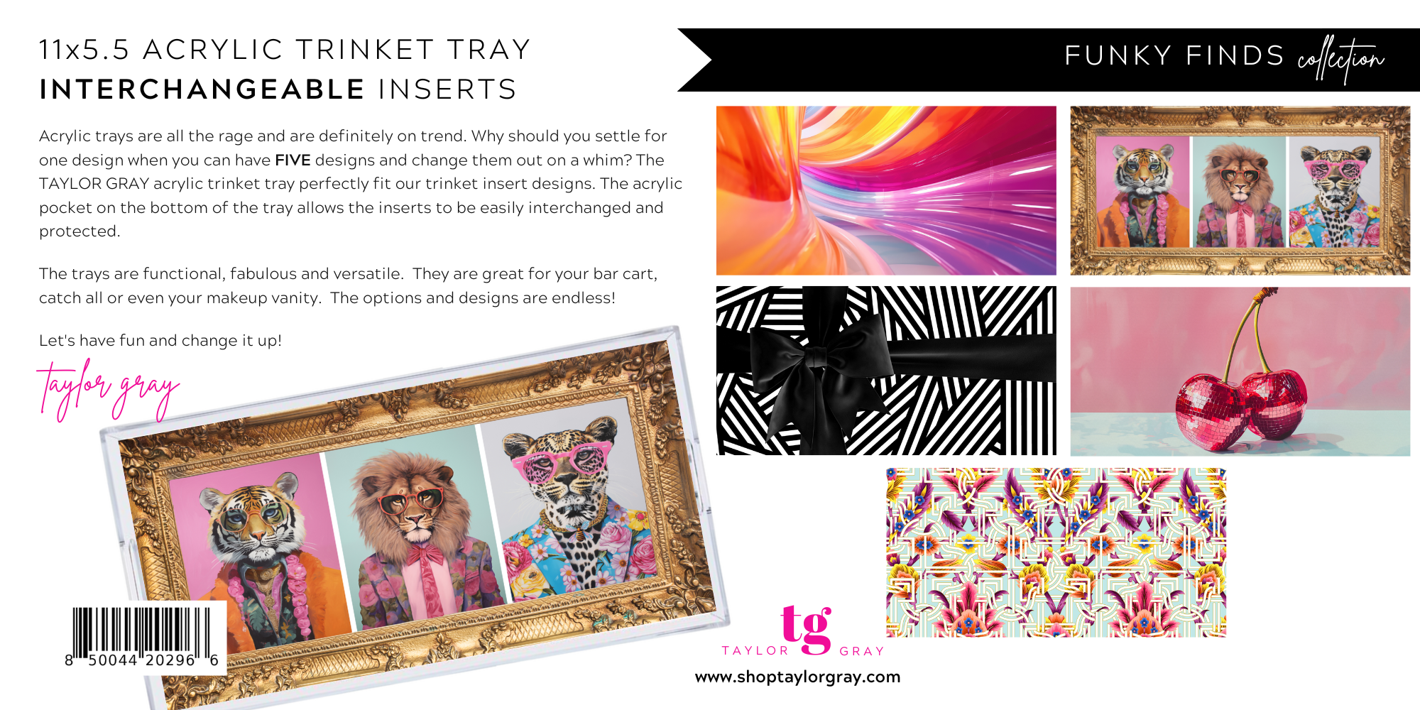 TAYLOR GRAY - Wholesale Decorative Tray - 5.5x11 FUNKY FINDS trinket tray insert set of 59