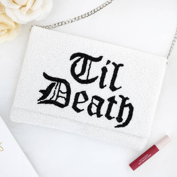 Till Death Do Us Part Clutch Bag, Goth Wedding Clutch Bag for wholesale by GiftsbyPR