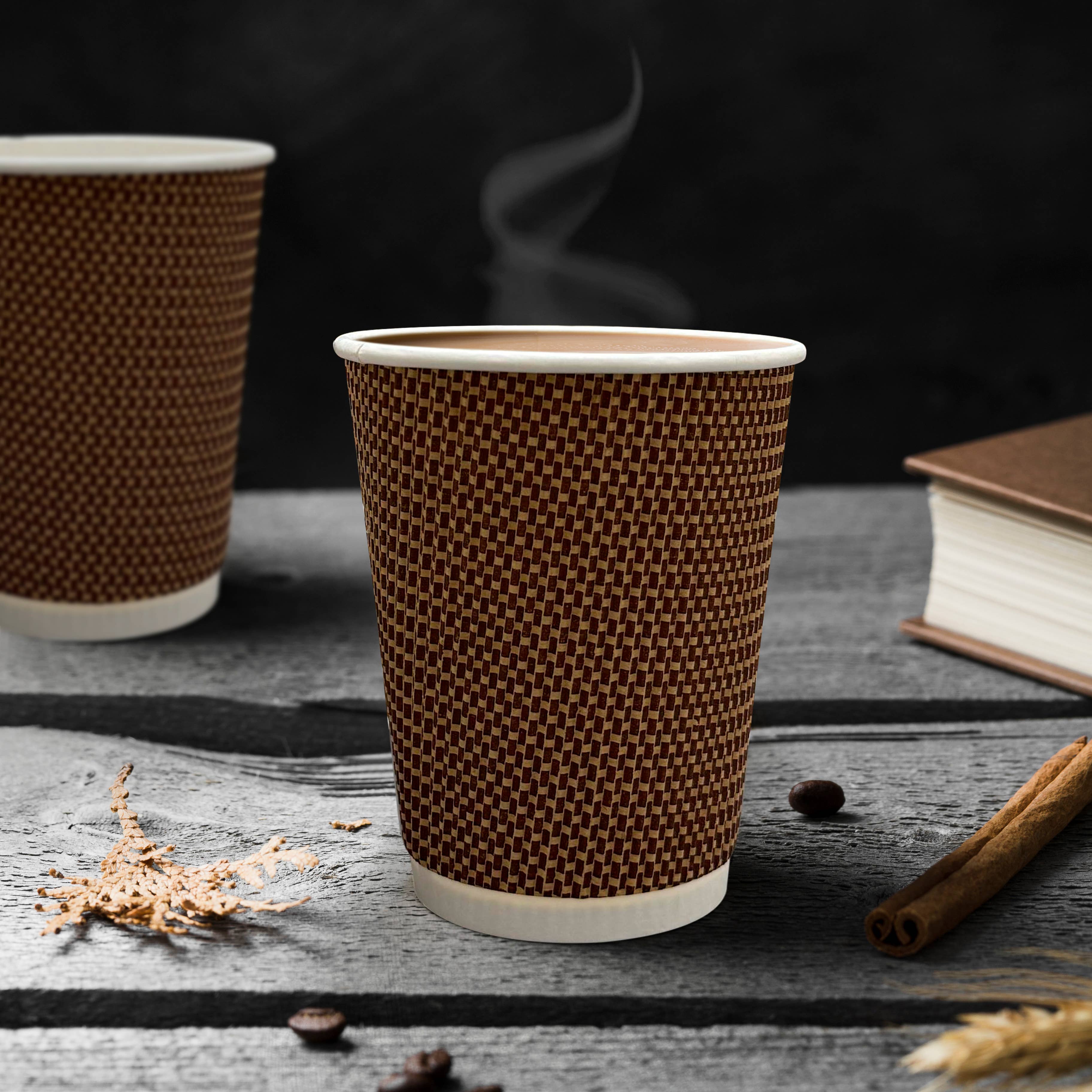 Three Leaf Products – wholesale Engångskopp – Trebladiga 12 oz. pappersmuggar för varma drycker, (Premium) 500 st.3