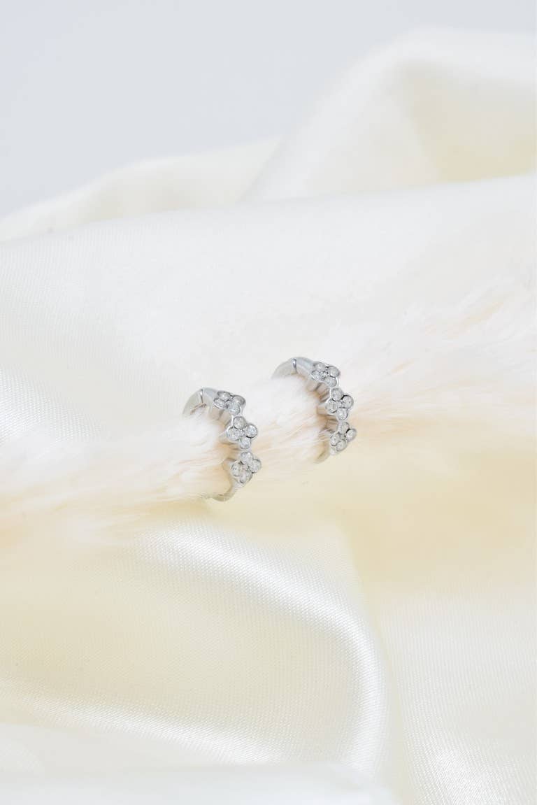 Kapyco - Wholesale Hoop Earrings - Mini Creole Rhinestone in Stainless Steel - BO1004156