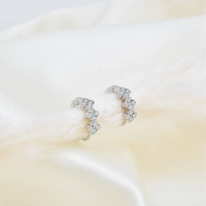 Kapyco - Wholesale Hoop Earrings - Mini Creole Rhinestone in Stainless Steel - BO1004156