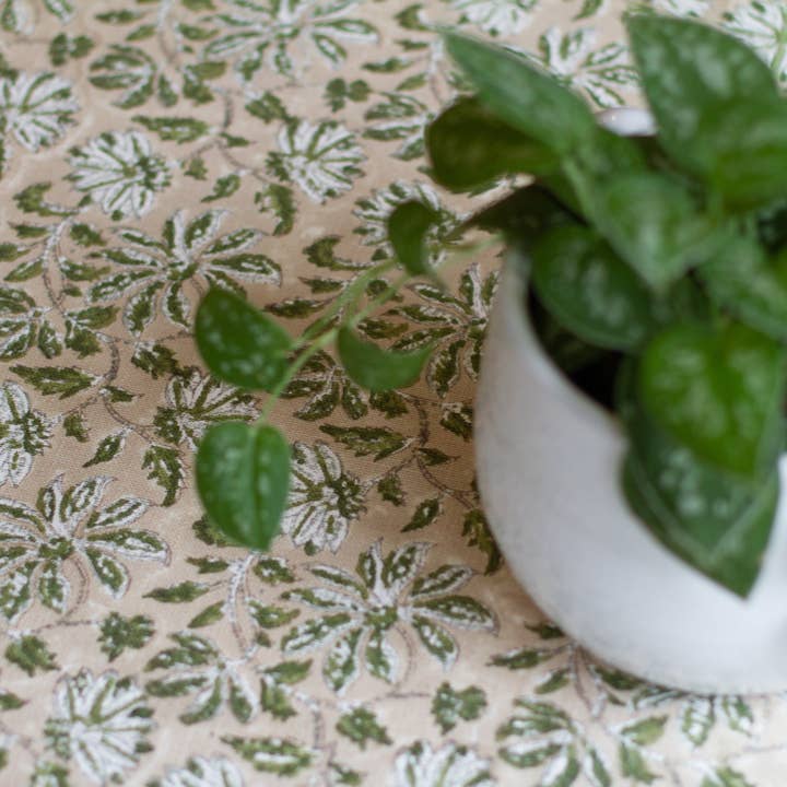 Christina Dickson Home - Wholesale Tablecloth - Woven Floral in Olive Tablecloth