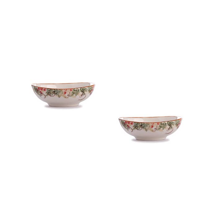 Natale Small Oval Bowl Set of 2 - Christmas for wholesale by Arte Italica & Crown Linen Designs