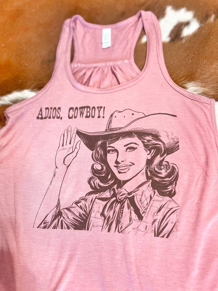 Adios Cowboy Western Rodeo Tank Top for wholesale by Vintage Bliss