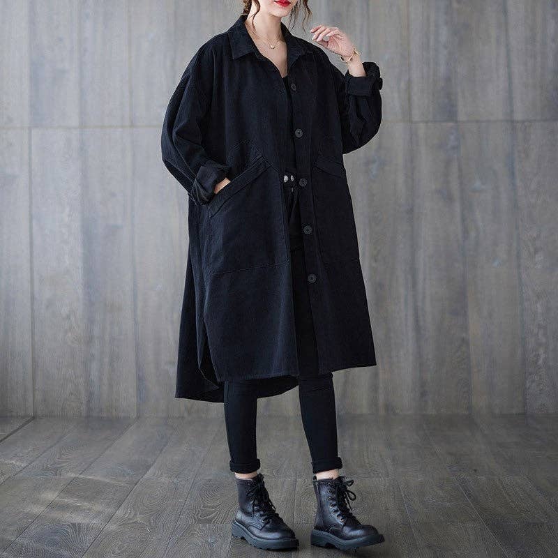 FurDecoration – wholesale Coat – Women’s – Casual Loose Fit Lapel Collar Windbreaker Coat with Single Breasted Closure and Pockets2