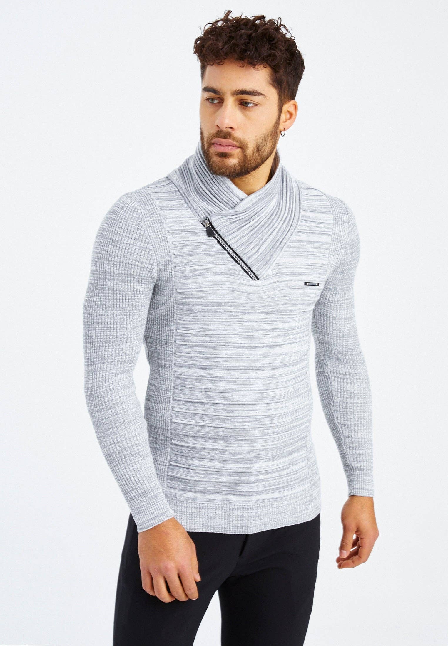 Leif Nelson GmbH - Wholesale Knit Sweater - Men's - Men's Knit Sweater Fine Knit Shawl Collar LN-153525