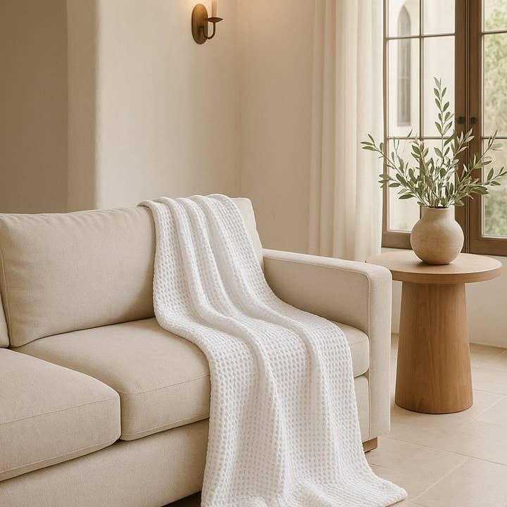 Anaya Home - Wholesale Bedding Blanket - Stonewashed Cotton Waffle Bed Blanket13