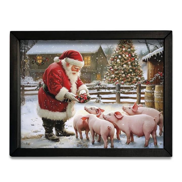 HMK243 Weihnachtsmann auf dem Schweinehof Boxrahmen für den Großhandel von JanMichaels Art & Home