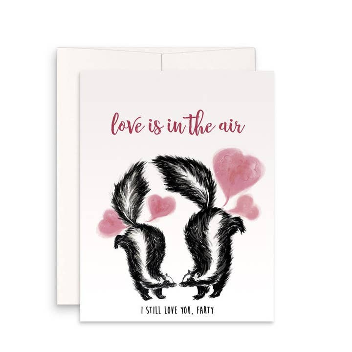 Love In Air Skunks — Biglietto di San Valentino divertente per la vendita all'ingrosso da parte di Liyana Studio