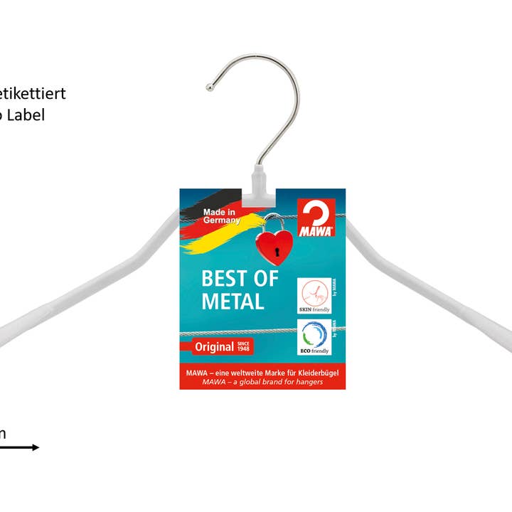 Bodyform hanger L with label, white, 38 cm for wholesale by MAWA