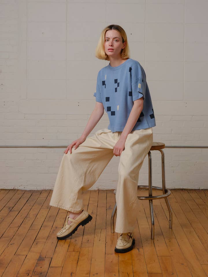 Albers Short Sleeve Sweater Tee - Larimar for wholesale by The Endery