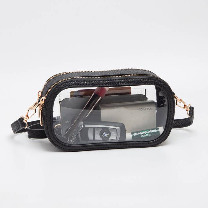 MiMi Wholesale - Wholesale Crossbody Bag - Women's - TG10552 Double Zipper Oval Clear Gameday/Stadium Bag19