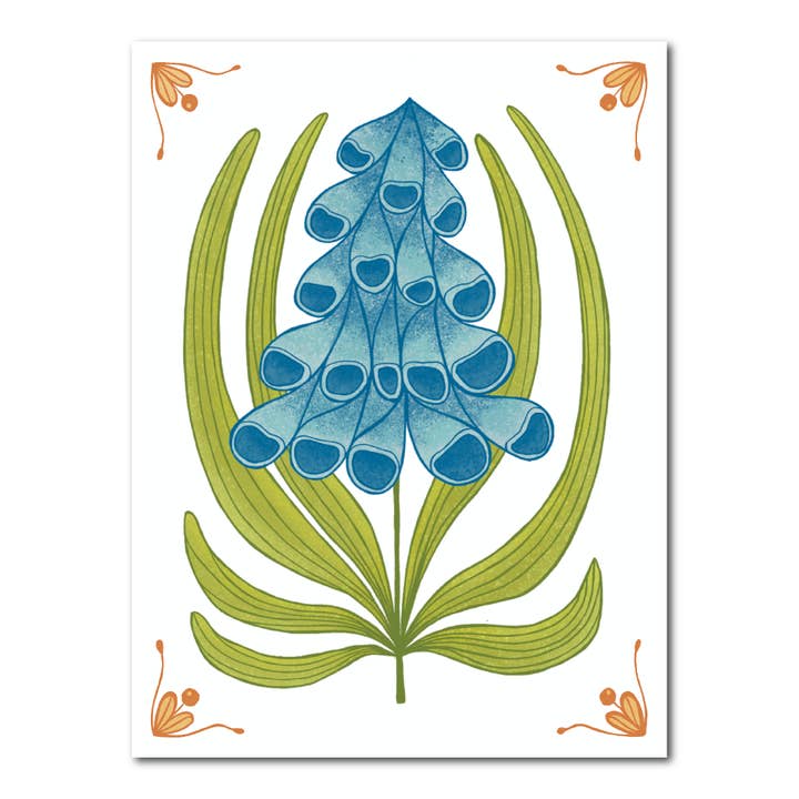 Piastrella carina con fiore blu e dettagli arancioni per la vendita all'ingrosso da parte di Studio Kvinna