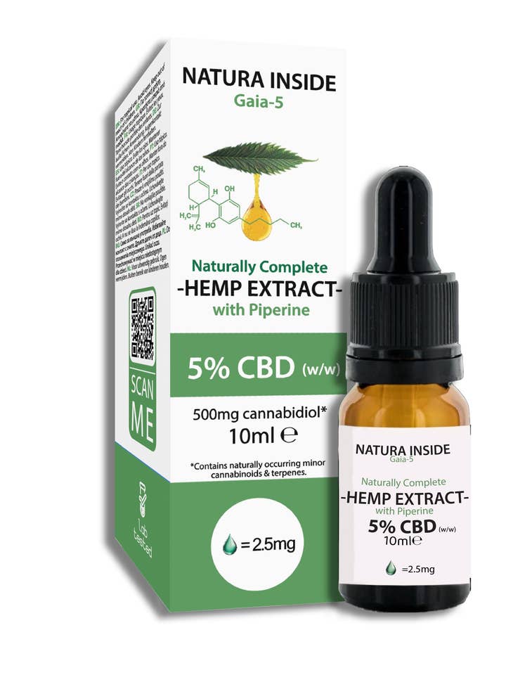Natura Inside Hemp Oil with piperine 5%, Gaia Series, 10ml for wholesale by NEUROXTRACTS