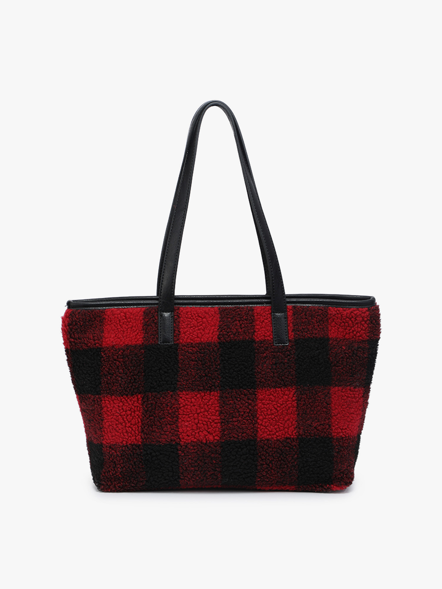 Jen & Co. - Wholesale Tote Bag - Women's - M2179SHP Goldie Sherpa Plaid Tote w/ Pouch3