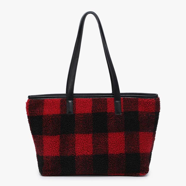 Jen & Co. - Wholesale Tote Bag - Women's - M2179SHP Goldie Sherpa Plaid Tote w/ Pouch3