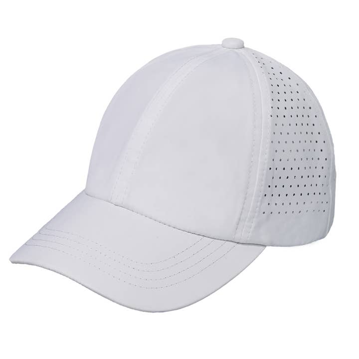 Funky Junque - Wholesale Baseball Cap - Unisex - Laser Cut Unstructured Running Cap - White1