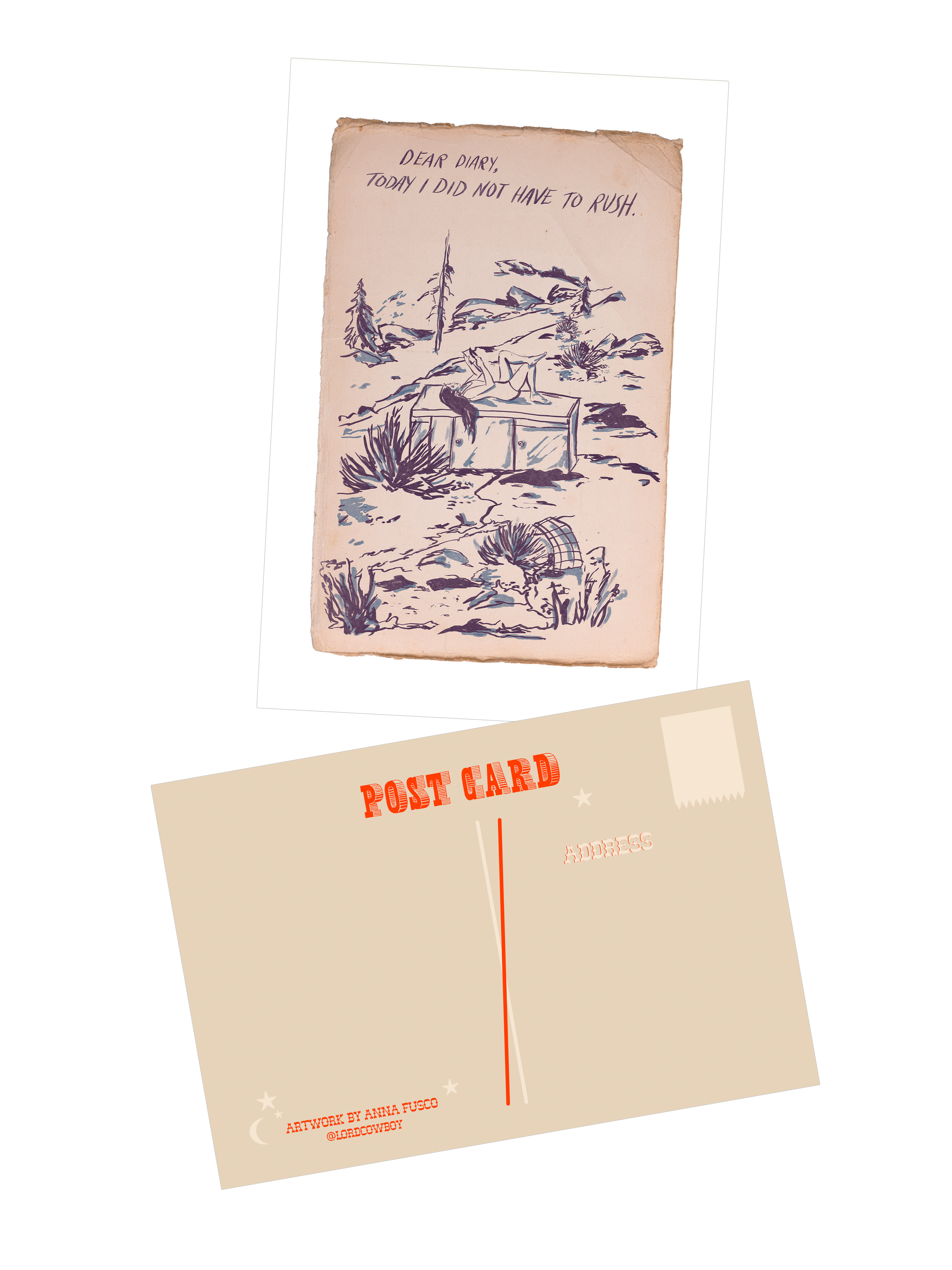 Lordcowboy - Wholesale Postcard - Dear Diary, Today I Did Not Have To Rush Postcards2