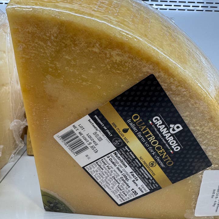 Quattrocento Parmesan 1/8 Wheel 10 lb - 4.5kg for wholesale by Gusto Italian Foods LLC