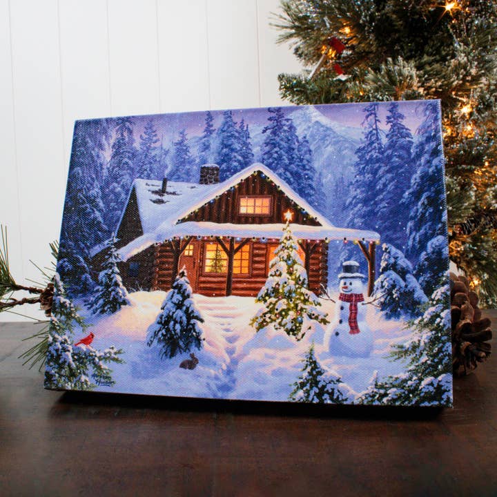 Glow Decor - Venta al por mayor Decoración navideña - Lienzo de mesa iluminado Holiday Retreat de 8 x 6 pulgadas1