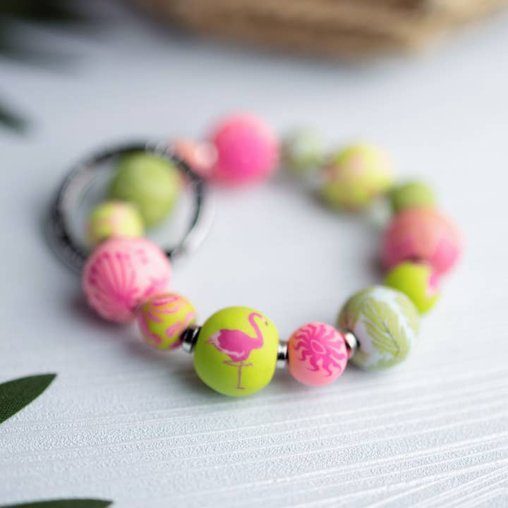 Flamingo rosa liten pärla nyckelring för wholesale av JILZARAH