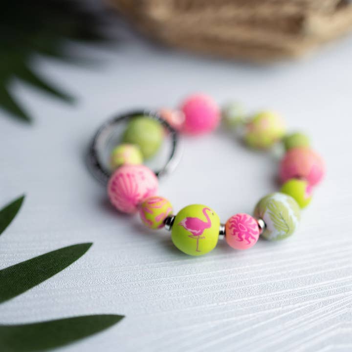 Flamingo Pink Small Bead Keychain for wholesale by JILZARAH