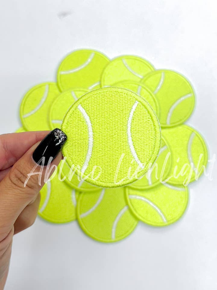 2” tennis ball glitter embroidery patch iron on for wholesale by ABLNco