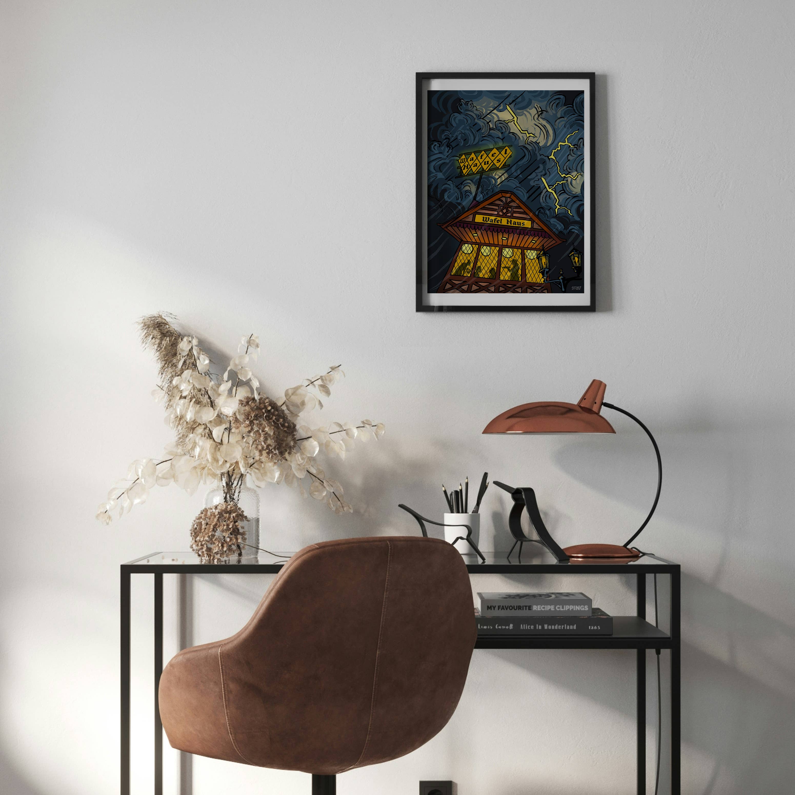 Esther Sketch - Wholesale Art Print - Wafel Haus 8x10 Print Gothic Waffle House 10