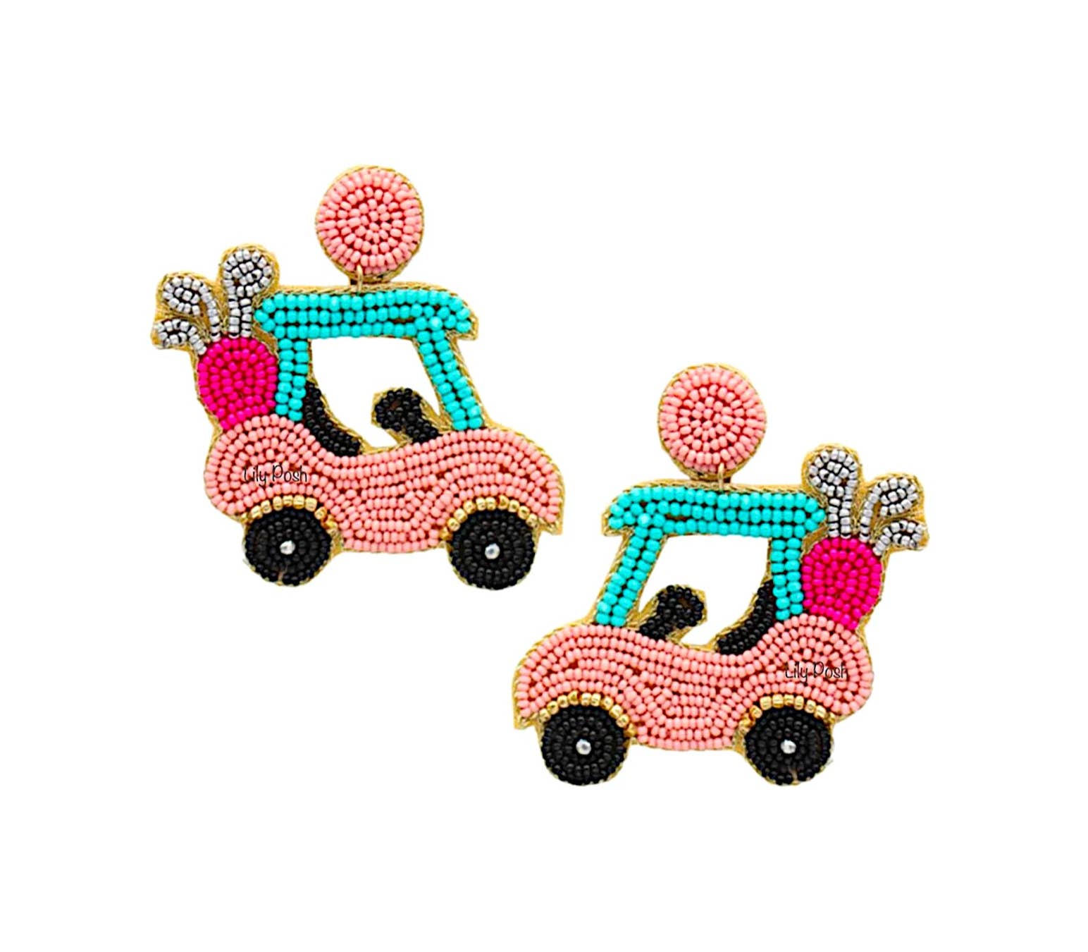 Lily Posh - Wholesale Dangle Earrings - Golf Cart Seed Bead Earring Lily Posh Golf Earring