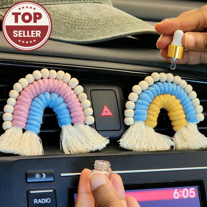Lüftungsclips für Autos in Regenbogenfarben mit Diffusorperlen für ätherische Öle für den Großhandel von Handmade By Uruba