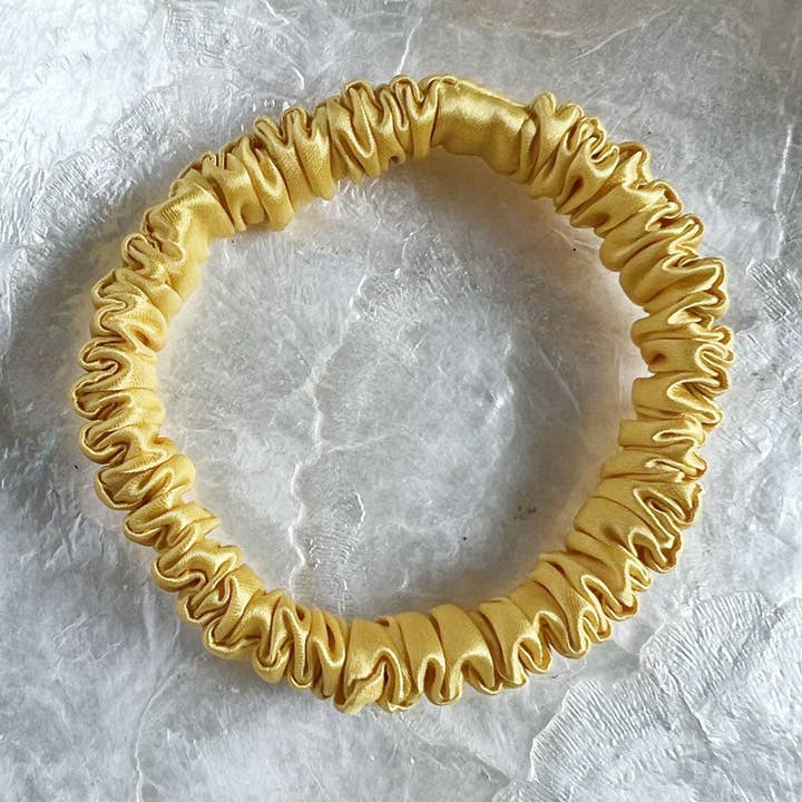 Aurora silk scrunchie yellow for wholesale by Trésorie