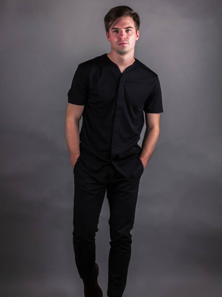 2.0 Collarless Future Short Sleeve - Black (Recycled) for wholesale by Cheegs