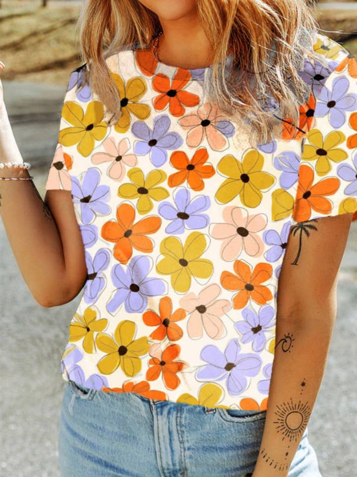 Dame Floral Top for engroshandel hos Lil Darlins Boutique