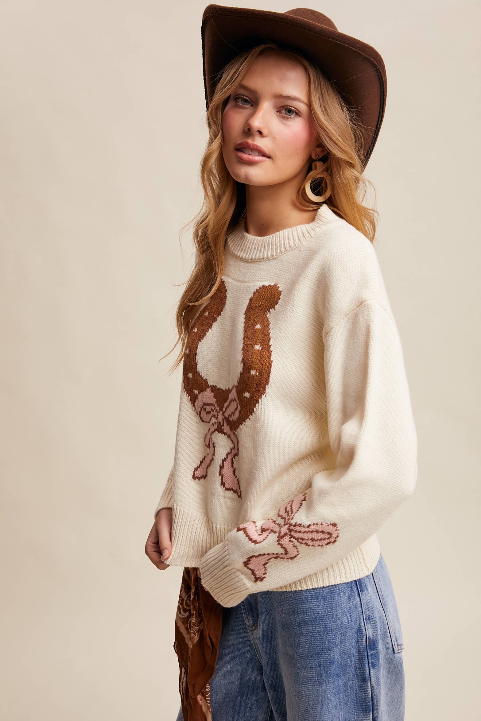 Listicle - Vente Pull en maille – femme - Pull en tricot à col en fer à cheval LSW10355