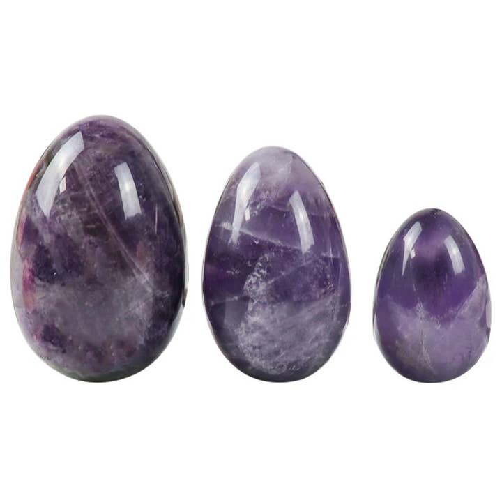 Eco Period - Wholesale Spiritual Stone/Crystal - Love Stone Yoni Egg Set of 3 - Amethyst3
