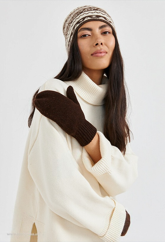 Mongulai - Wholesale Mittens - Women's - Dark Brown Sheep Wool Adult’s Mitten2