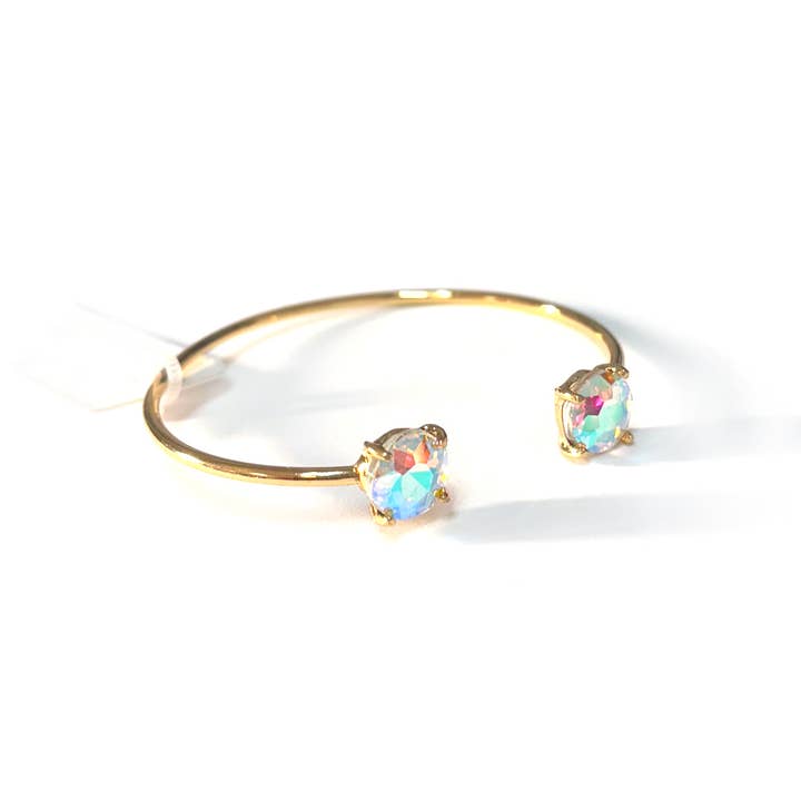 Cuff Wire Bangle for Women and Girls w/ Glass Stone Accent for wholesale by StarryNYC
