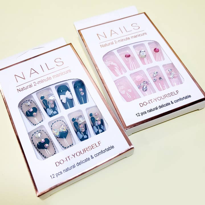 Assorted Color Women Pre Glued Press On Nail Set for wholesale on Faire