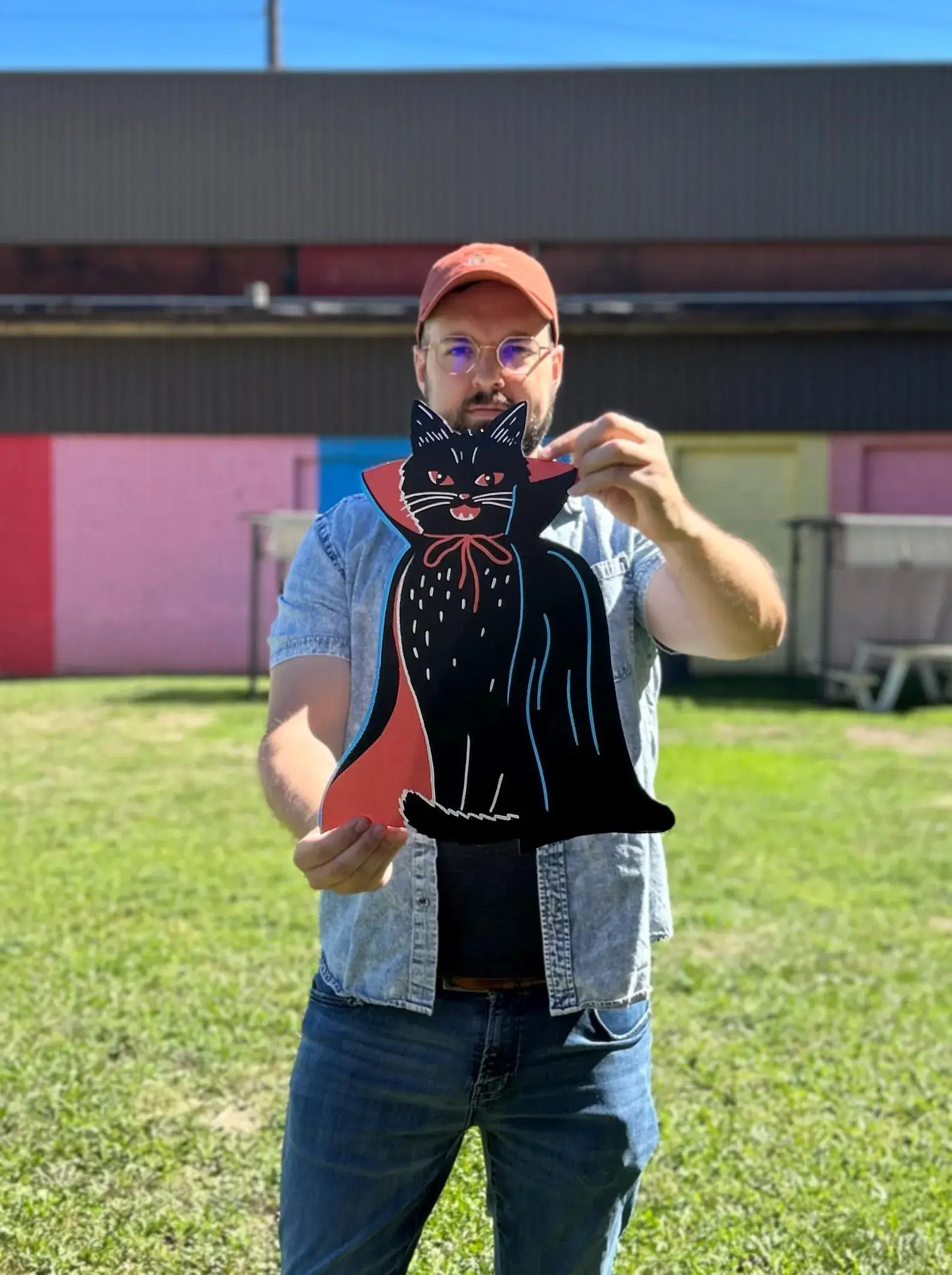 Zander Mack - Vendita all'ingrosso Cartello da parete - Gatto Vampiro - Decorazione da Parete Ritagliata 17" x 13,5"2